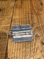 Load image into Gallery viewer, Vintage Emerald Cut Resin Barrette with Navy Swarovski Crystals