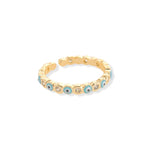 Load image into Gallery viewer, Enamel and CZ Evil Eye Ring in Light Blue
