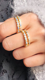 Load image into Gallery viewer, Enamel and CZ Evil Eye Ring in Light Blue