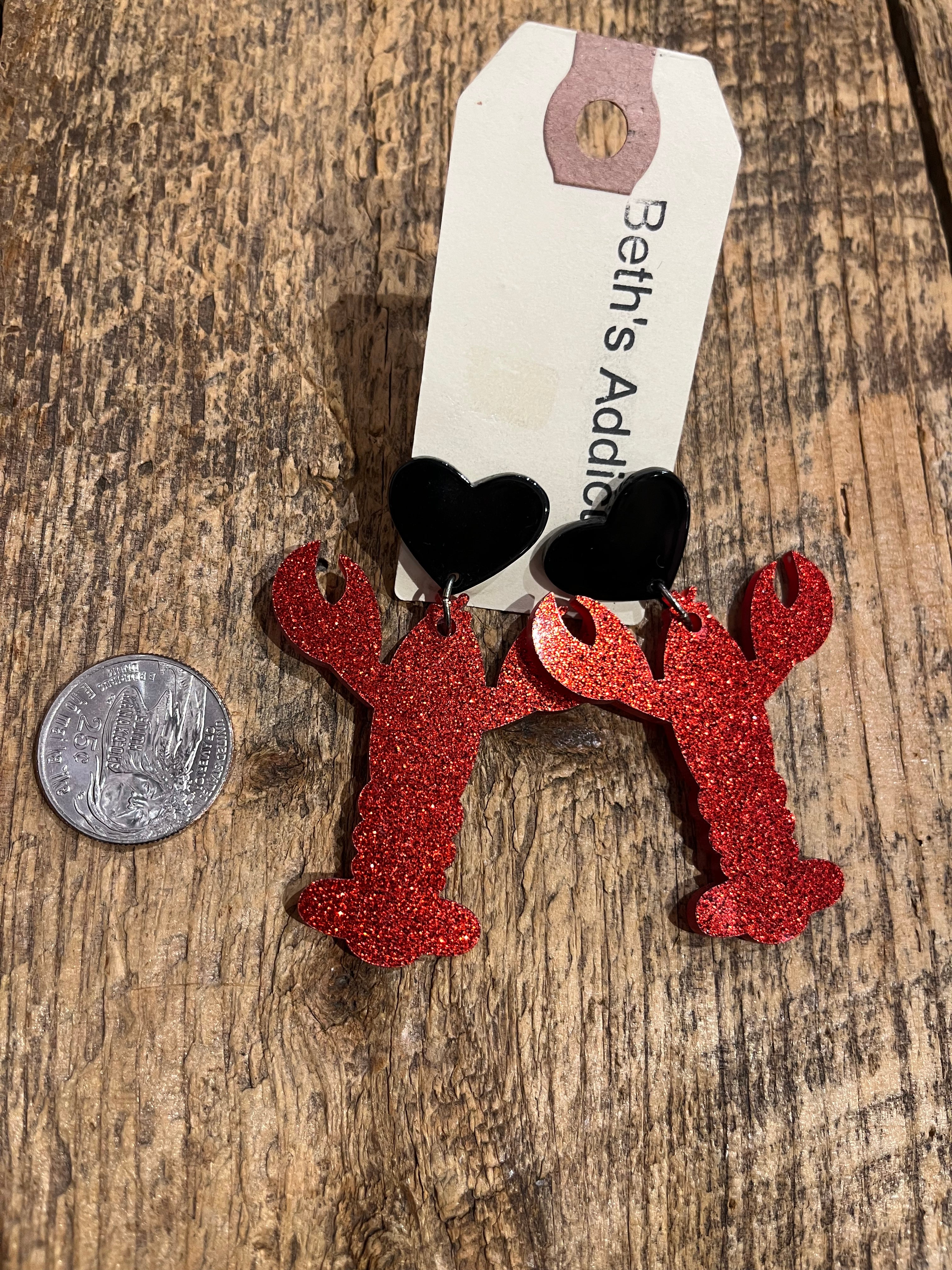 Lobster Heart Acrylic Statement Earrings