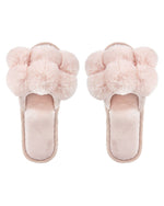 Load image into Gallery viewer, Luxe Pom Pom Open Toe Slippers in Blush