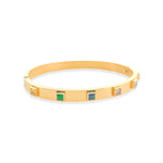 Load image into Gallery viewer, Gold Plated Square Bezzled Multicolor CZ Bangle