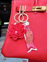 Load image into Gallery viewer, Hand-Painted Japanese Carp Bag Charm + Keychain