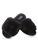 Load image into Gallery viewer, Bette Plush Slippers in Black