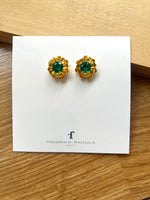 Load image into Gallery viewer, Camelia Flower Studs in Emerald