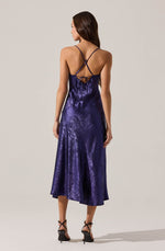 Load image into Gallery viewer, Gaia Metallic Midi Dress in Purple