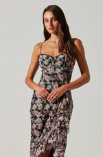 Load image into Gallery viewer, Brisbane Asymmetrical Dress in Black Red Floral
