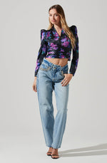 Load image into Gallery viewer, Lili Top in Purple Floral Multi