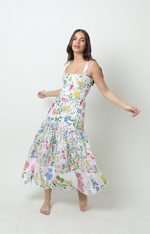 Load image into Gallery viewer, Aithana Maxi Dress in White Multi Garden
