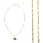 Load image into Gallery viewer, Enamel Eye Necklace in Gold/Green