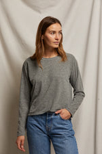 Load image into Gallery viewer, Axel Long Sleeve Boxy Crew Tee in Heather Grey