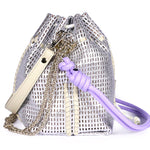 Load image into Gallery viewer, Bibi Perforated Lamb Leather Bag in Argent
