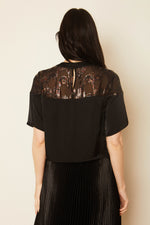 Load image into Gallery viewer, Gabrielle Sparkle Scallop Top in Black
