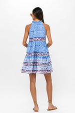 Load image into Gallery viewer, Sleeveless Tiered Short Dress in Campania Blue
