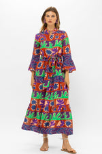 Load image into Gallery viewer, Ruffle Collar Bell Maxi Dress in Canyon Purple
