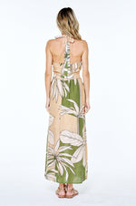 Load image into Gallery viewer, Printed Halter Maxi Dress in Green Multi