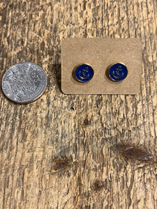 Blue Anchor Studs in Gold