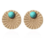 Load image into Gallery viewer, Iraca Turquoise Studs in Light Brown