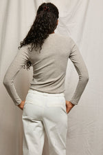 Load image into Gallery viewer, Emma Stripe Ribbed Long Sleeve Top in Heather Grey/Black