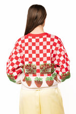 Load image into Gallery viewer, Checkered Strawberry Cardigan in Red & White