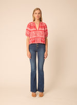 Load image into Gallery viewer, Callie Blouse in Floating Red Floral Print
