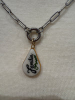 Load image into Gallery viewer, Familia Charm on Silver Paperclip Chain w/ Attached Carabiner