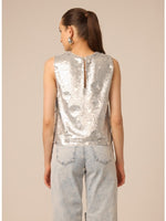 Load image into Gallery viewer, Piper Top in Silver Sequin Flowers
