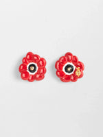 Load image into Gallery viewer, Red Anemone Flower Stud Earrings
