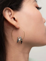 Load image into Gallery viewer, Kissing Woodpecker Hoop Earrings