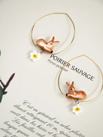 Load image into Gallery viewer, Large Doe and Daffodil Hoop Earrings