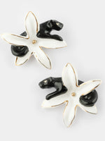 Load image into Gallery viewer, Black Panther & White Erine Flower Stud Earrings