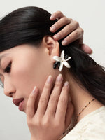 Load image into Gallery viewer, Black Panther & White Erine Flower Stud Earrings