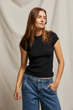 Load image into Gallery viewer, Jude Ribbed Baby Tee in  True Black

