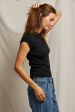 Load image into Gallery viewer, Jude Ribbed Baby Tee in  True Black
