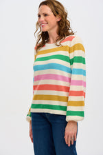 Load image into Gallery viewer, Marina Jumper in Off-White Rainbow Stripes
