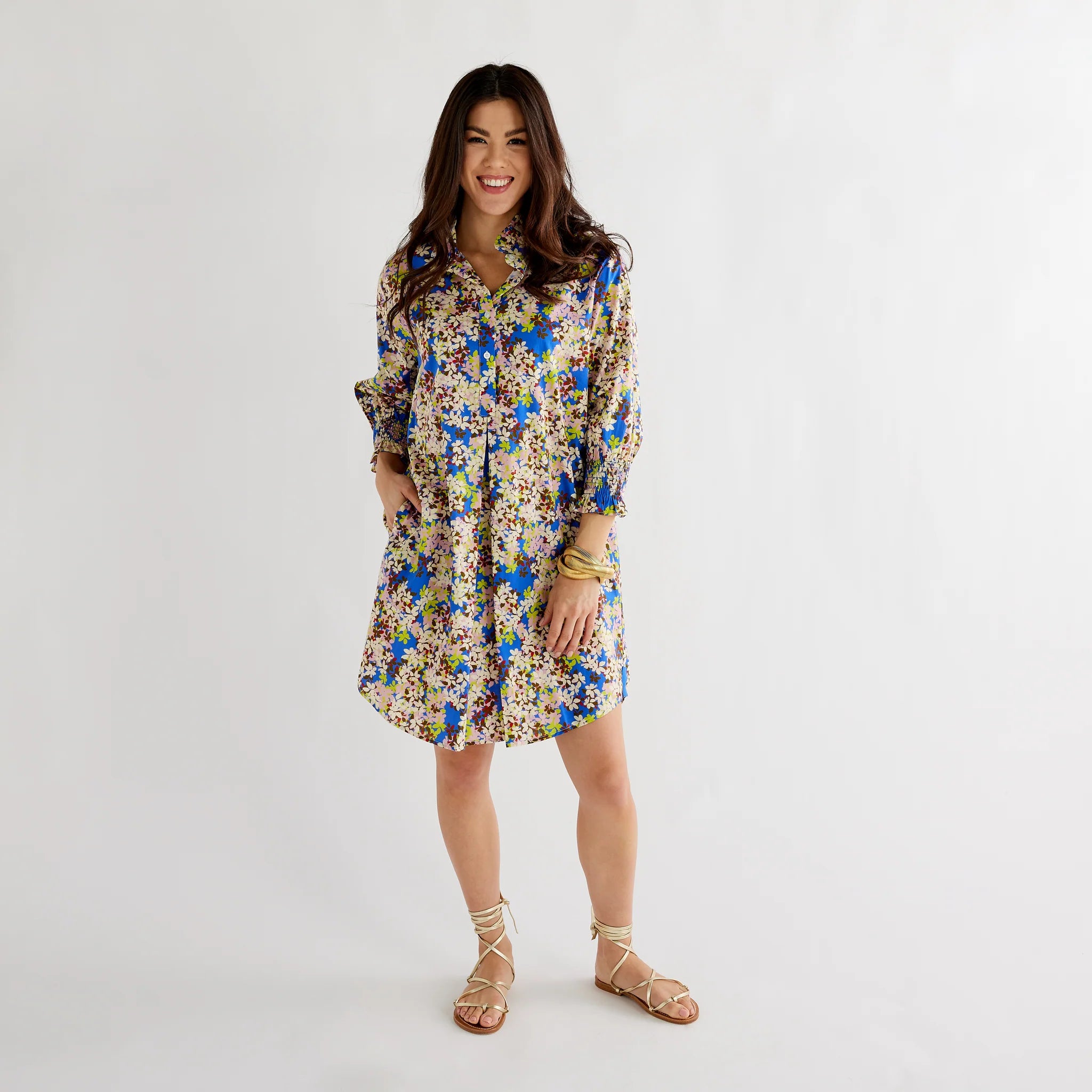 Kimberly Floral Dress in Blue Multi