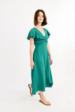 Load image into Gallery viewer, Knotted Front Midi Dress in Emerald
