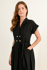 Load image into Gallery viewer, Double Breasted Trench Dress in Black
