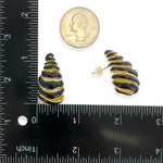 Load image into Gallery viewer, Enamel Swirl Earrings in Black and Gold