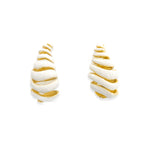 Load image into Gallery viewer, Enamel Swirl Earrings in White and Gold
