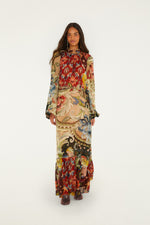 Load image into Gallery viewer, Lunar Boho Multicolor Long Sleeve Maxi Dress