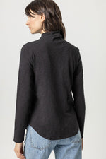 Load image into Gallery viewer, Shirttail Hem Funnel Neck in Black
