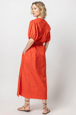 Load image into Gallery viewer, Split Neck Full Sleeve Maxi Dress in Poppy
