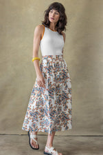 Load image into Gallery viewer, Button Front Long Skirt in Spring Watercolor
