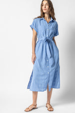 Load image into Gallery viewer, Belted Shirt Dress in Harbor
