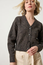 Load image into Gallery viewer, Marled V-Neck Cardigan in Black Marl