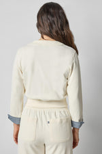 Load image into Gallery viewer, Chambray Cuff Cardigan in Magnolia