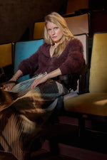 Load image into Gallery viewer, Brushed Crewneck Cardigan in Raisin