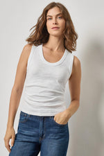 Load image into Gallery viewer, Vintage Side Pleat Tank in White
