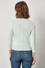 Load image into Gallery viewer, Ribbed Slub 3/4 Sleeve Surplice Top in Pool